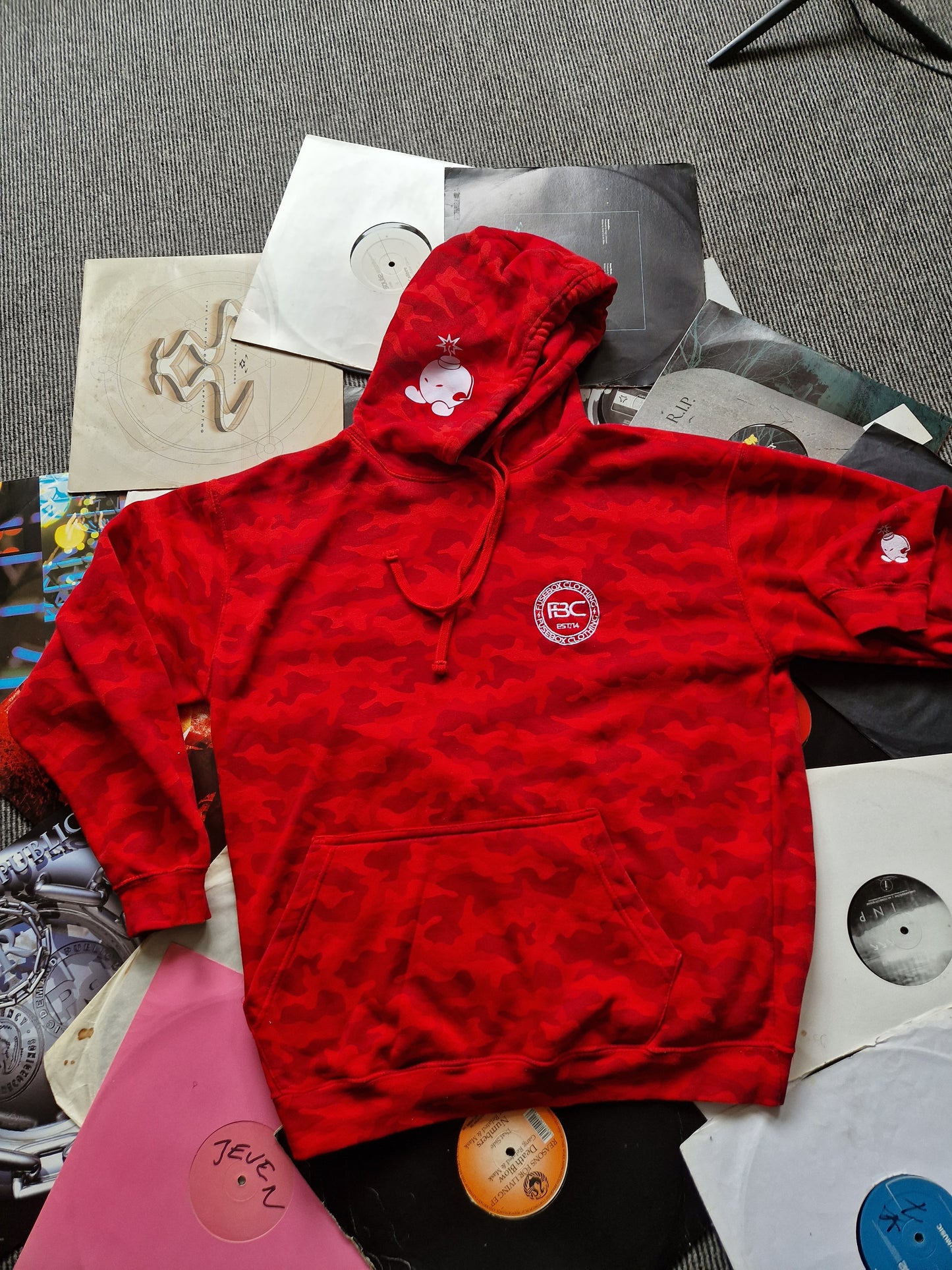 fuse box red camouflage hoodie