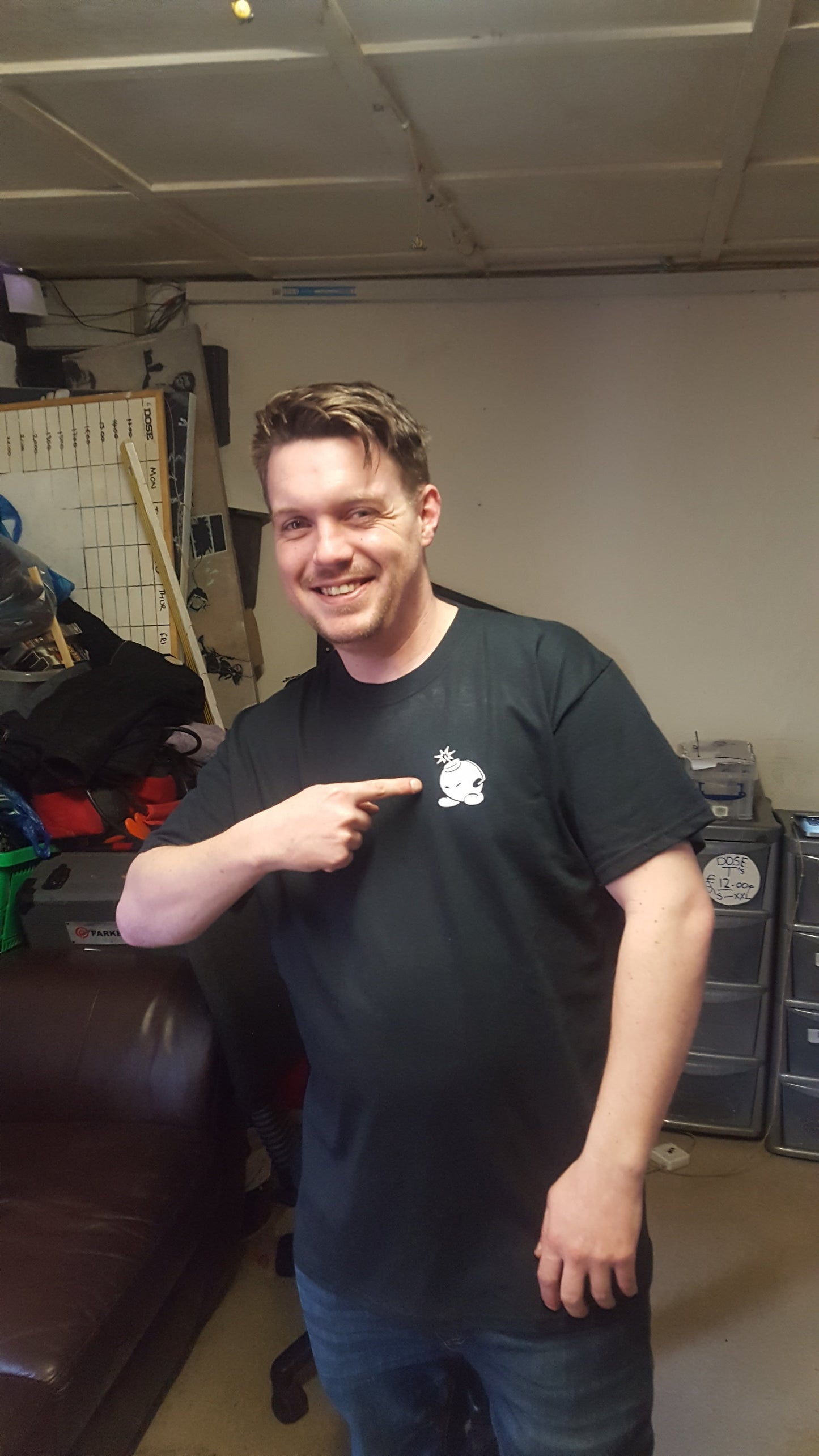 fuse box T-shirt with embroidered bomb